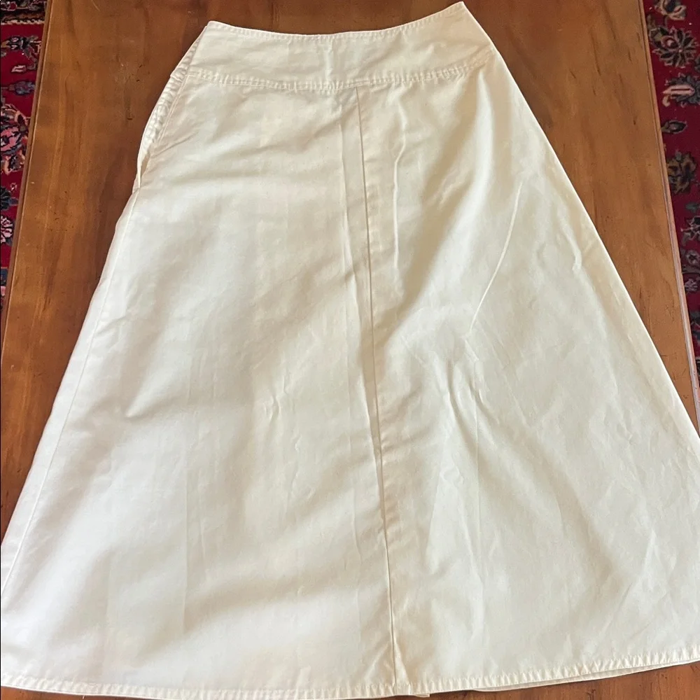 Elegant Cream Button-Detail Maxi Skirt